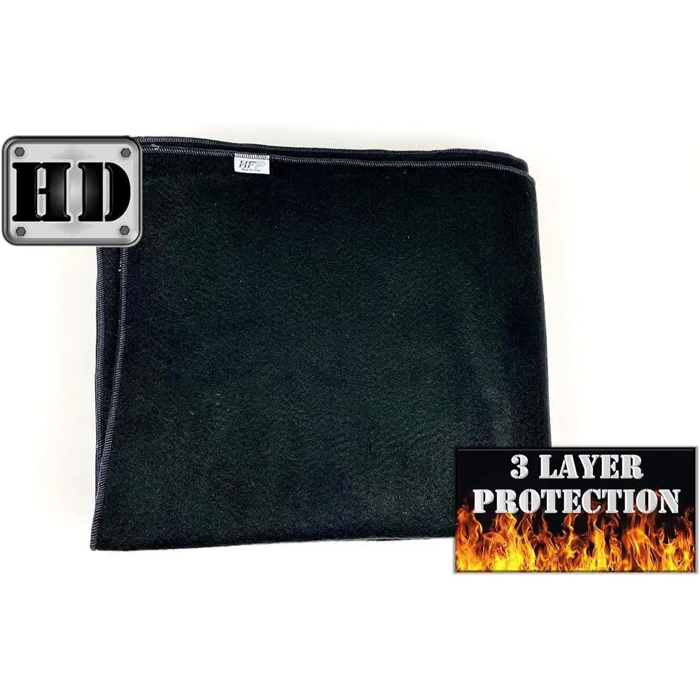 3 Layer Carbon Felt Fiberglass Welding Blanket Heat Resistant 1800F Rated Spatter Protection 60x70 Inch 950GSM Flexible Durable