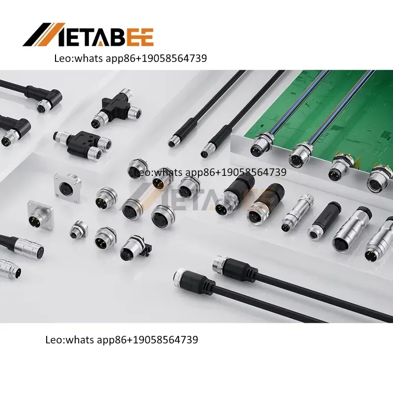 M12 A Coded Connector 4 Pin Sensor Straight Male Field Wireable IP67 Waterproof Screw Terminal 5 8 Pin Circular Connector