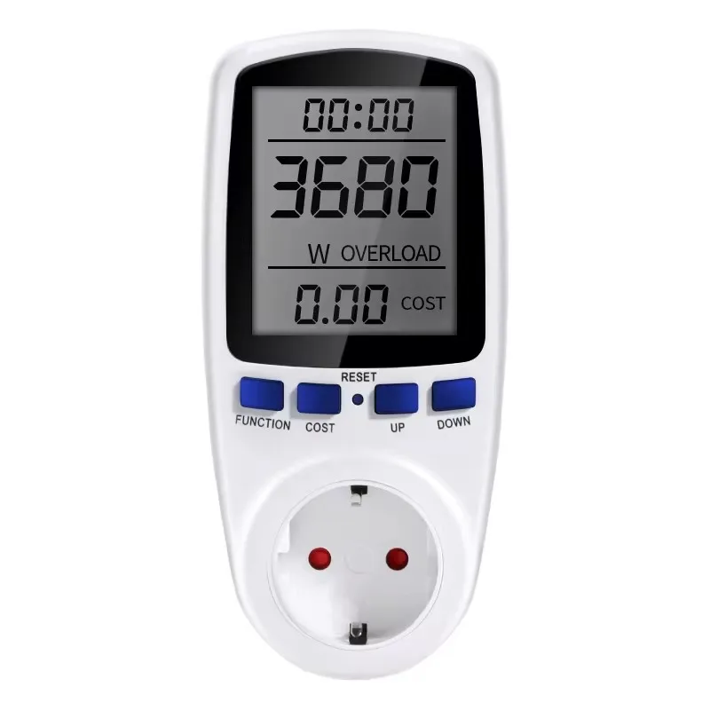 AC 220V LCD Wattmeter Socket Wattage Kwh Energy Meter Power Meter Measuring Outlet Power Analyzer EU Plug