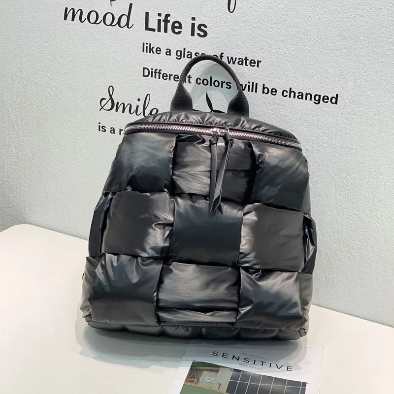 Mochila informal de algodón para mujer, bolso escolar de Color sólido, moda coreana, otoño e invierno, novedad de 2023