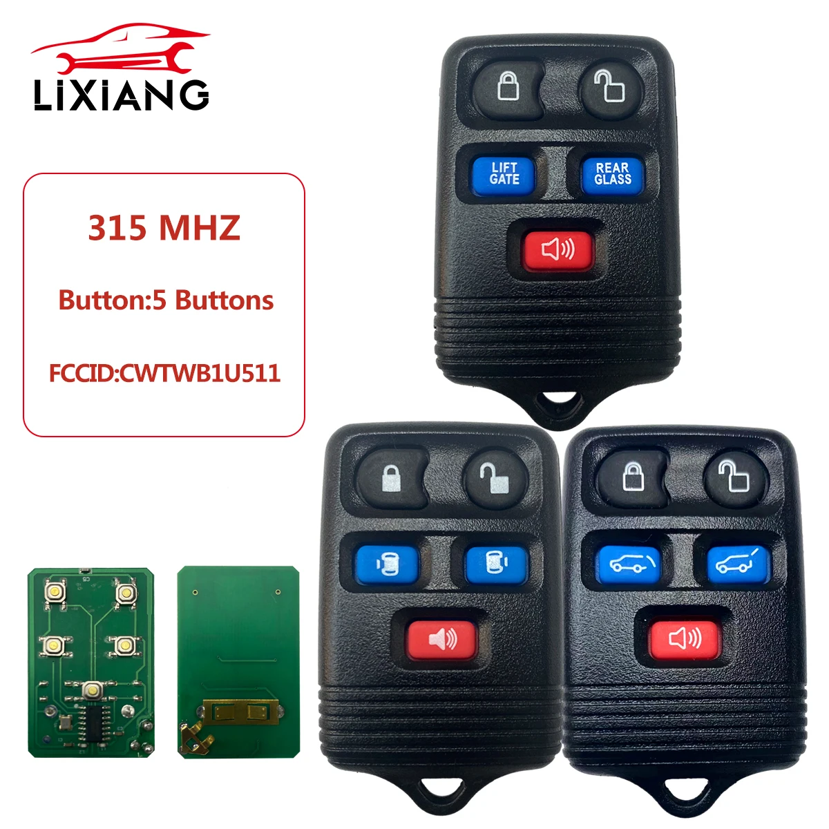 

LIXIANG FCC: CWTWB1U511 5 Button Car Remote Key 315Mhz for Ford Expedition Lincoln Navigator 2004-2011 Keyless Fob Key