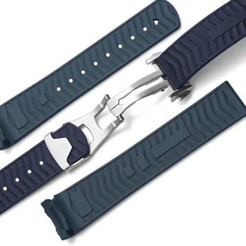 Ny design FKM 20 mm böjd ände för Omega Seamaster 300 fluorgummiarmband PFAS-certifierat med original vikspänne för klockor 10 best sales 20 mm klockarmband med böjd ände - №10