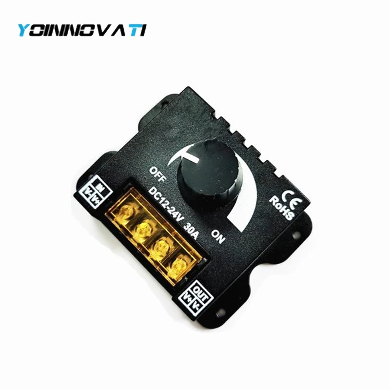 DC12-24V 30A Knob Dimmer Brightness Adjustment Stepless Dimming Switch Controller for 3528 5050 COB SMD LED Strip Light