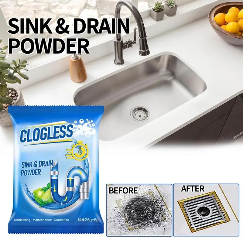 

Pipe Dredging Agent Kitchen Sink Drain Powder Draining Blockage Cleaner Power For Kitchen Dormitory Bathroom Hotel Sink Toilet