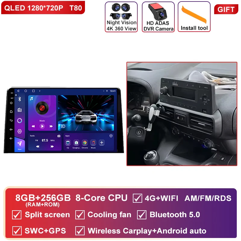 Android 16 Carplay Autoradio Stereo Multimedia Video Player Voor Citroen Berlingo 2019 Peugeot Partner Rifter 2020 Voor Opel Combo