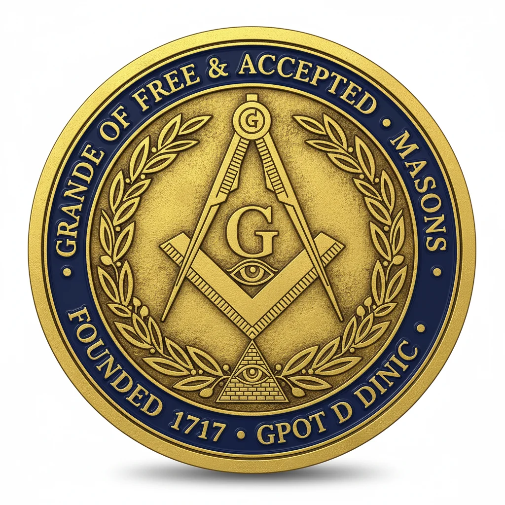 Personalized Custom Zinc Alloy Antique Gold Plated Metal soft Enamel Challenge Freemason