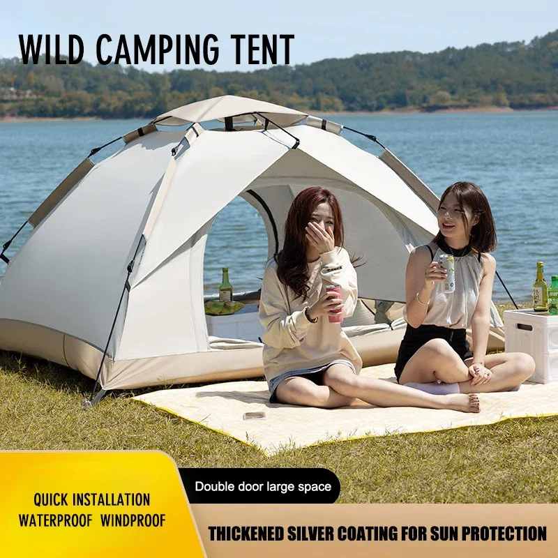 Outdoor tent Automatic sunscreen and windproof quick-opening household folding waterproof camping picnic Double 3-4 people tent