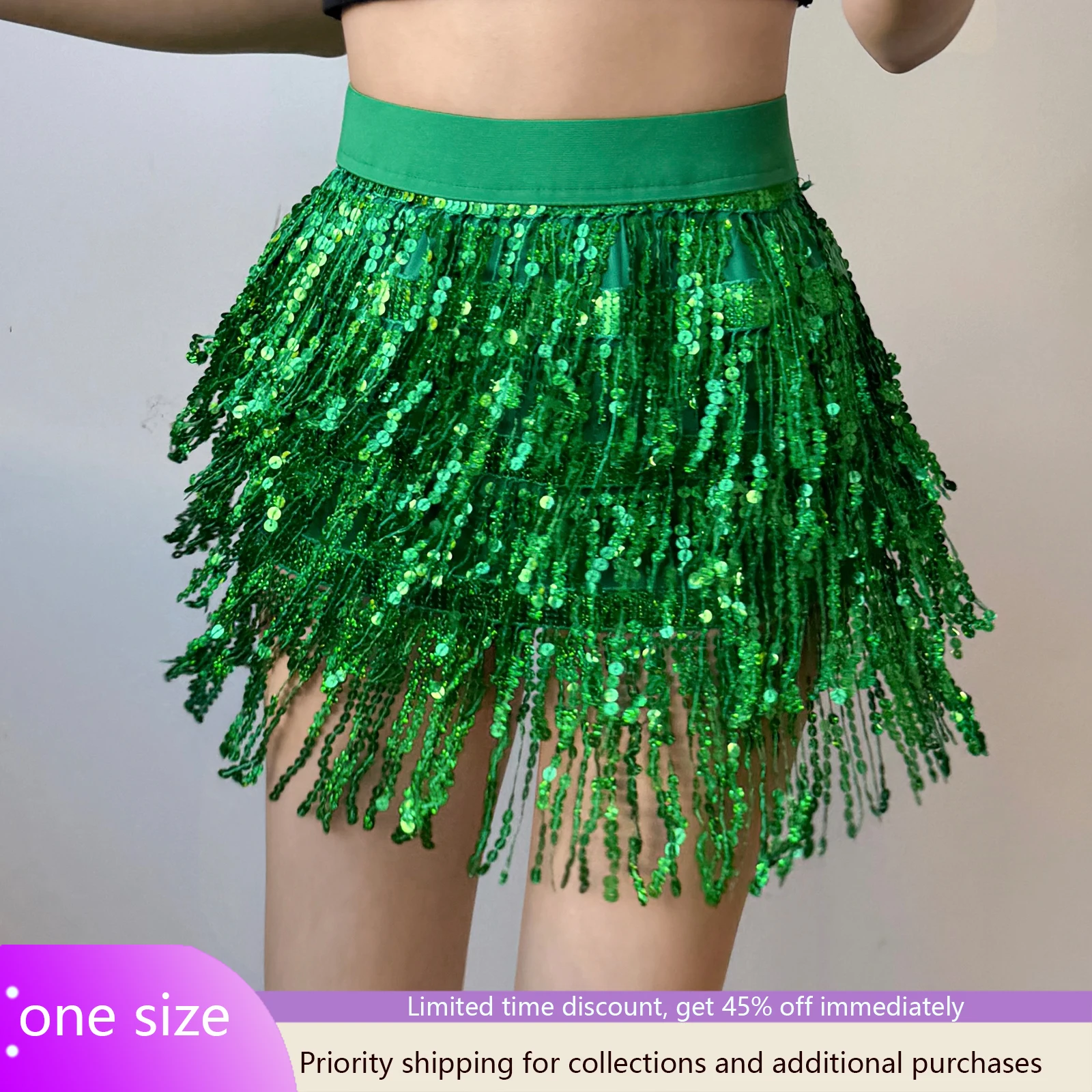 Feminino camada de dança do ventre lantejoulas saia borla festa clube indiano latino hula dançarino vestido desempenho sexy saias finas