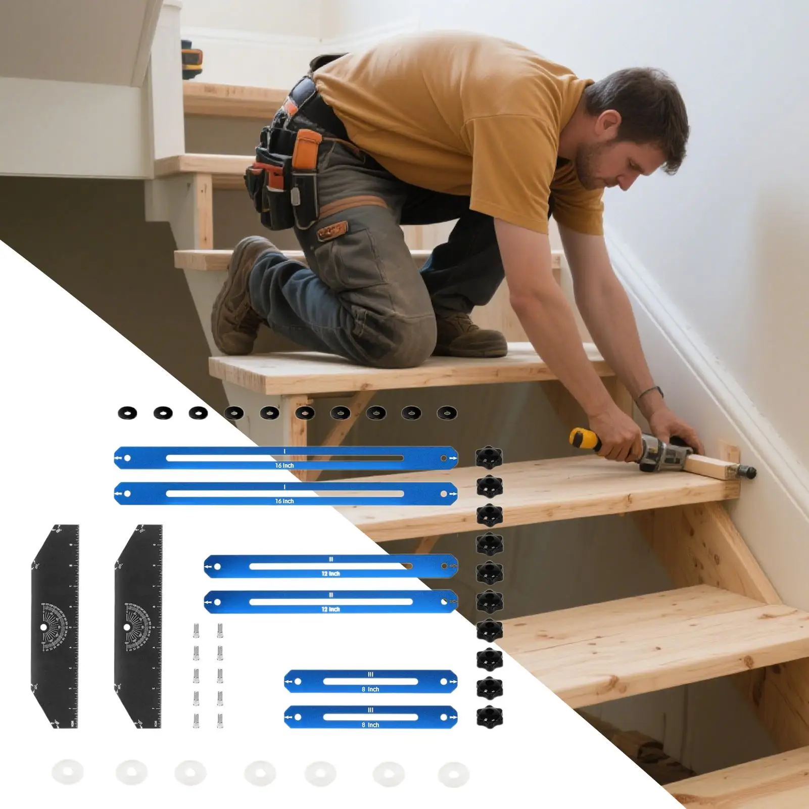 Stair Tread Template Tool Aluminum Alloy Stair Tread Jig Multifunctional Step Measurement Jig For Shelf Layout Projects Family