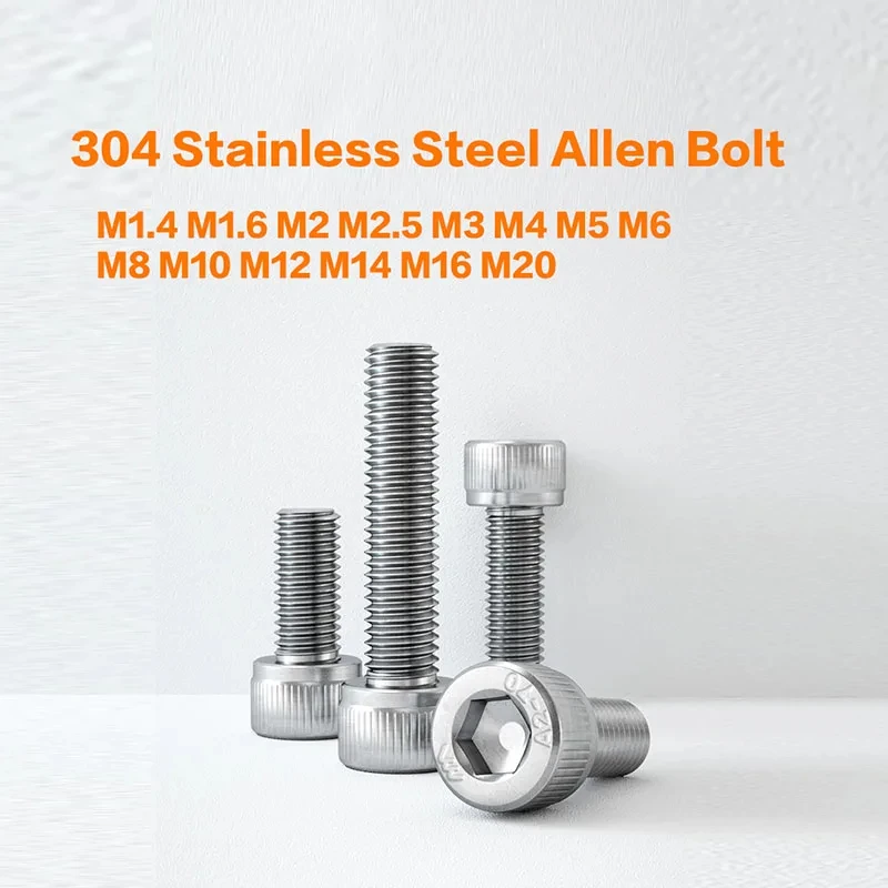 

M1.4 M1.6 M2 M2.5 M3 M4 M5 M6 M8~M20 Din912 Grade 6.8 Hexagon Hex Socket Cap Head Screw 304 Stainless Steel Hexagon Socket Bolt