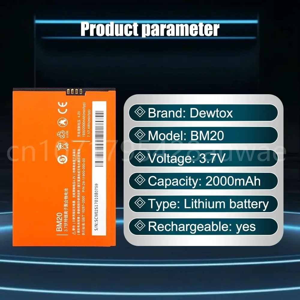 Batterie au lithium pour Xiaomi, remplacement de téléphone de haute qualité, BM20, 1930mAh, ata 2S, ata 2, M2, Mi 2, BM20, 24.com