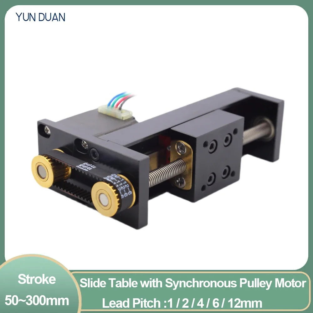 

50~300mm Stroke Mini Synchronous Pulley Linear Module Trapezoidal Screw Slide Table Nema11 Motor Line Rail 1-12mm Pitch Driver