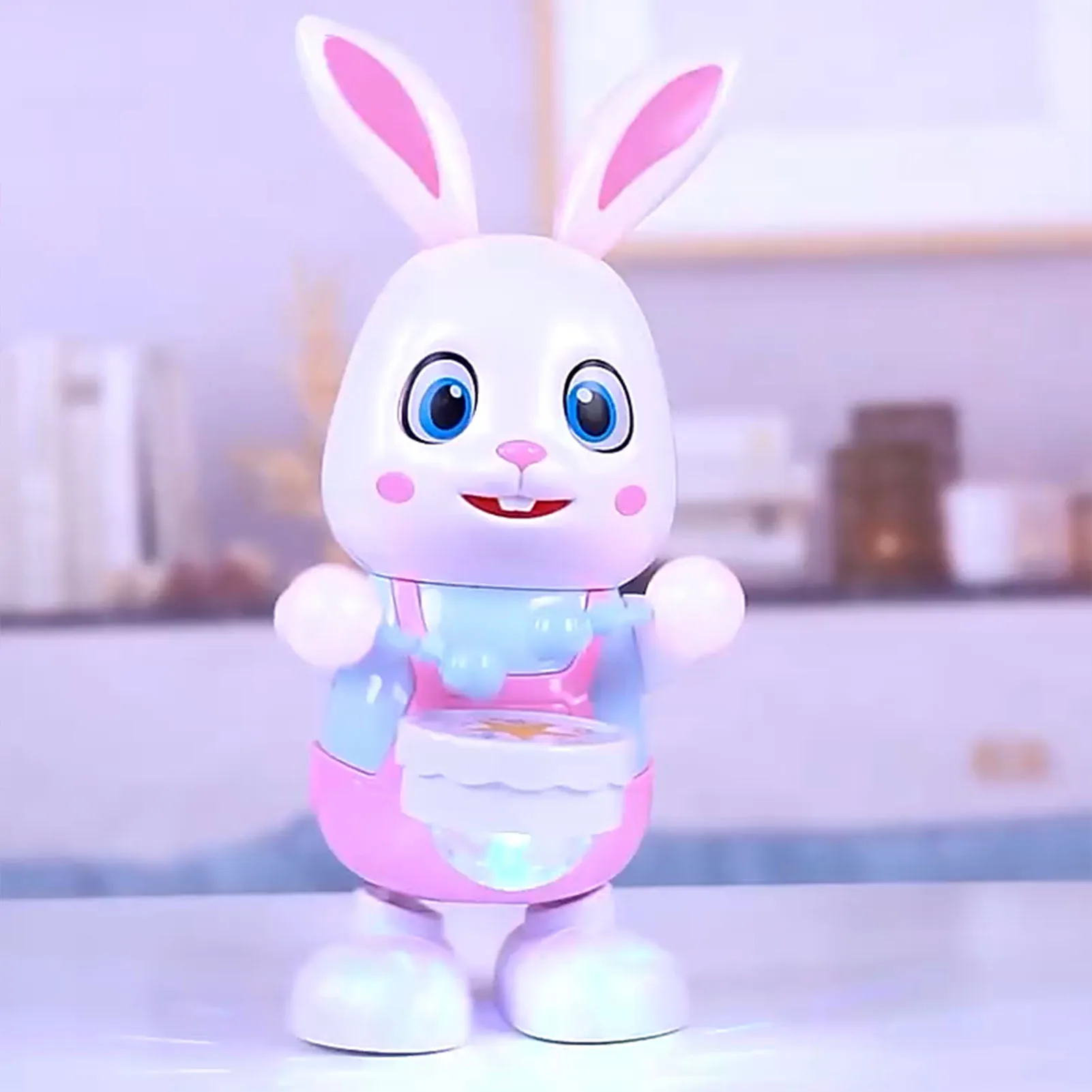 Elektryczny, tańczący królik - zabawka edukacyjna, muzyczna, z efektami świetlnymi, interaktywna zabawka dla dzieci, prezent na Boże Narodzenie i urodziny.