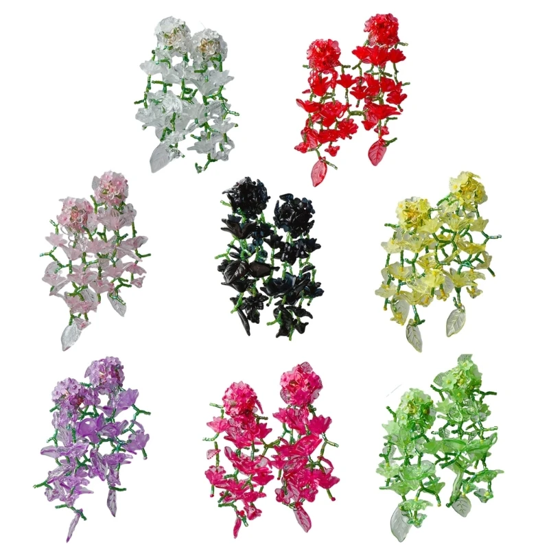 

Acrylic Earrings Blossom Ear Rings Colorful Flower Eardrop Vintage Ear Pendant 97QE