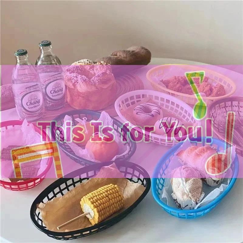 【HMA】10Pcs Food Serving Tray Plastic Tray Oval Fast Food Platter For Wings Nachos Fries Bread Plastic Baskets Plastic Fruit Tray