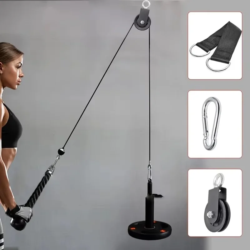 Silent Pulley 360° Rotating Gym Cable Pulley Equipment Wheel with Hanging Straps & Carabiner Pulley Cable Machine DIY Attachment