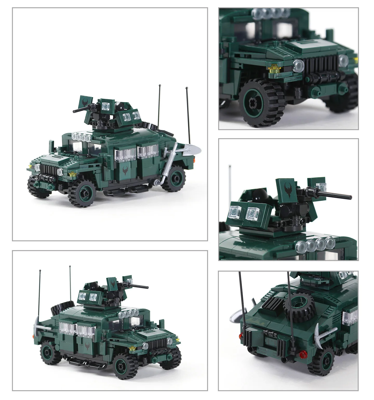 Modernes Militärisches Gepanzertes Fahrzeug Baustein-Set MOC APC Panzer-LKW Modellbausatz Technische Bausteine Montage-Spielzeug für Jungen Geschenke – Detail 4