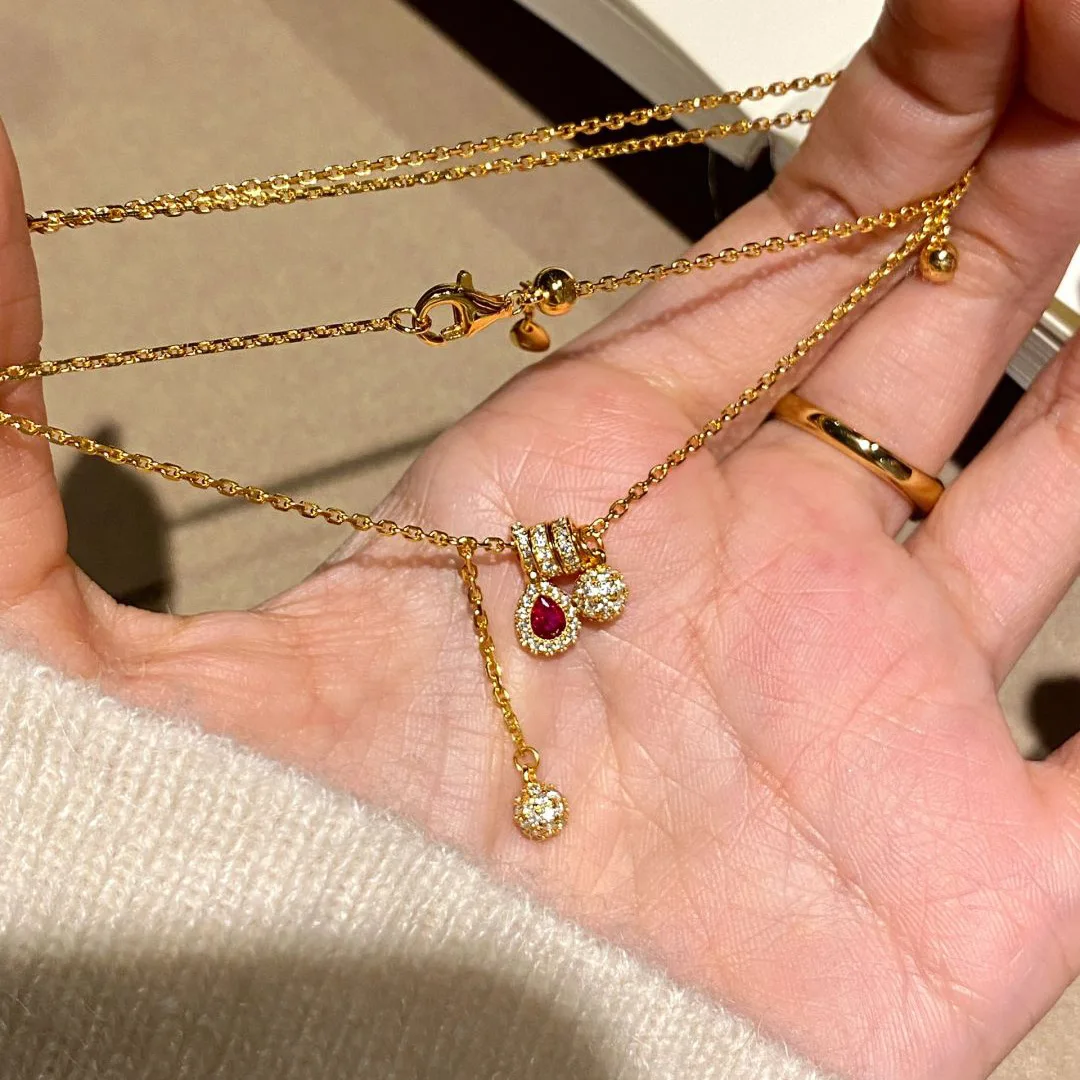 خمر رائعة فاخرة روبي الكرة الصغيرة قلادة مطعمة الماس موضة شرابات طوق سلاسل مجوهرات الزفاف الجميلة #2