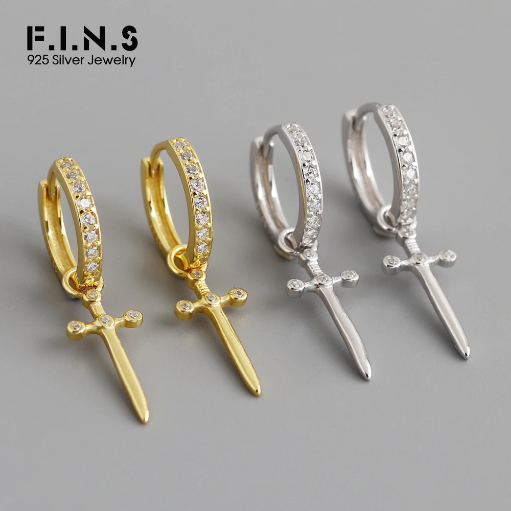 

F.I.N.S оригинальные серьги-кольца из стерлингового серебра S925, роскошный кулон с крестом, пряжки для пирсинга ушей, Huggies для женщин, ювелирные изделия