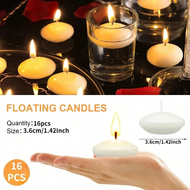 16Pcs Multi-purpose Unscented Discs Candles Floating For Pool Party Wedding Supplies Romantic Confession Candlelight Dinner