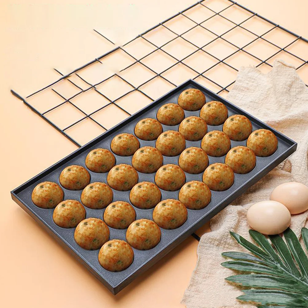 

1Pcs Aluminum Takoyaki Grill Pan Non-Stick 28-Hole Baking Plate Fish Balls Maker Poffertjes Mold for Household Egg Cake DIY