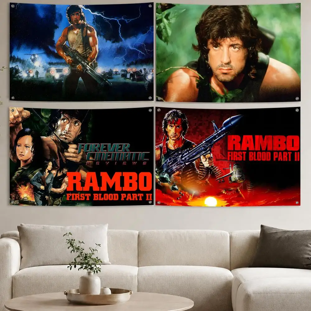 Rambo First Blood Classic Movie Flags Aesthetic Wall Tapestry Printed Wall Hanging Living Room Party Outdoor Decor