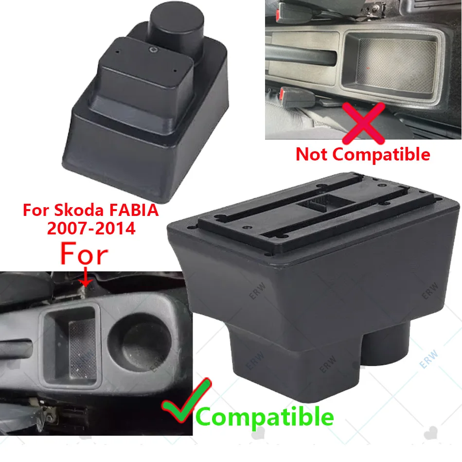 For Skoda FABIA Armrest For Skoda Fabia II 2008-2014 Car Armrest box Retrofit parts Storage Box Interior Parts Car Accessories