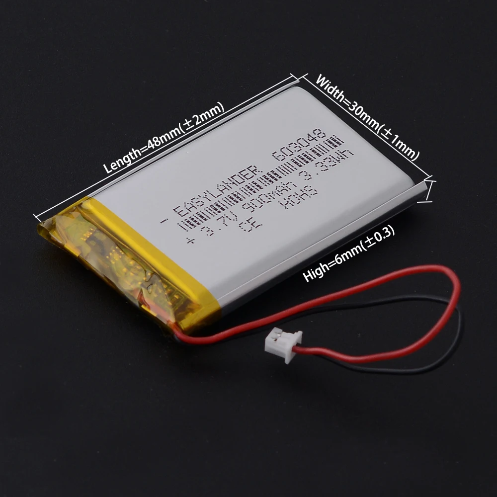 10 قطعة/الوحدة JST 1.25 2pin 3.7V 900mAh 603048 بطارية ليثيوم بوليمر يبو 303048 403048 503048 703048 803048 903048 103048 123048