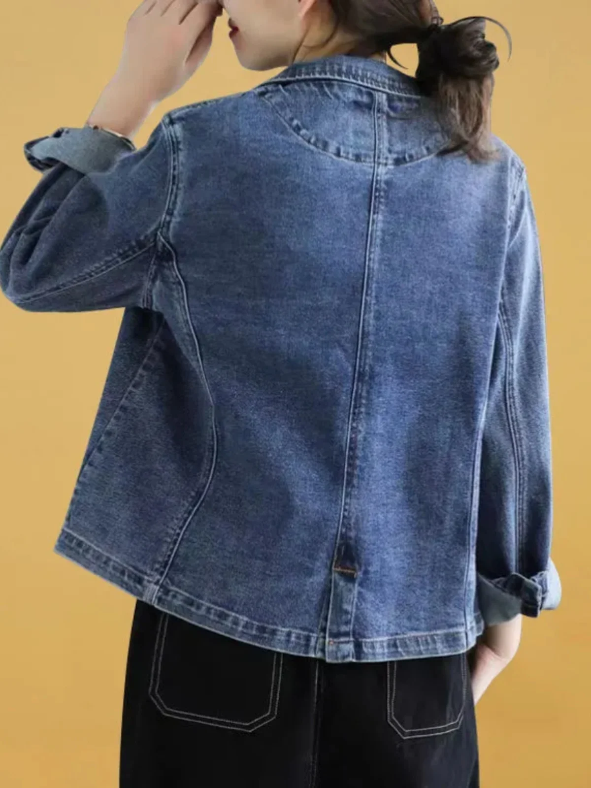 ربيع الخريف فضفاضة تناسب التخسيس الدنيم دعوى Jaet النساء ort عارضة Sle Faionable السيدات تخفيف سترة واقية