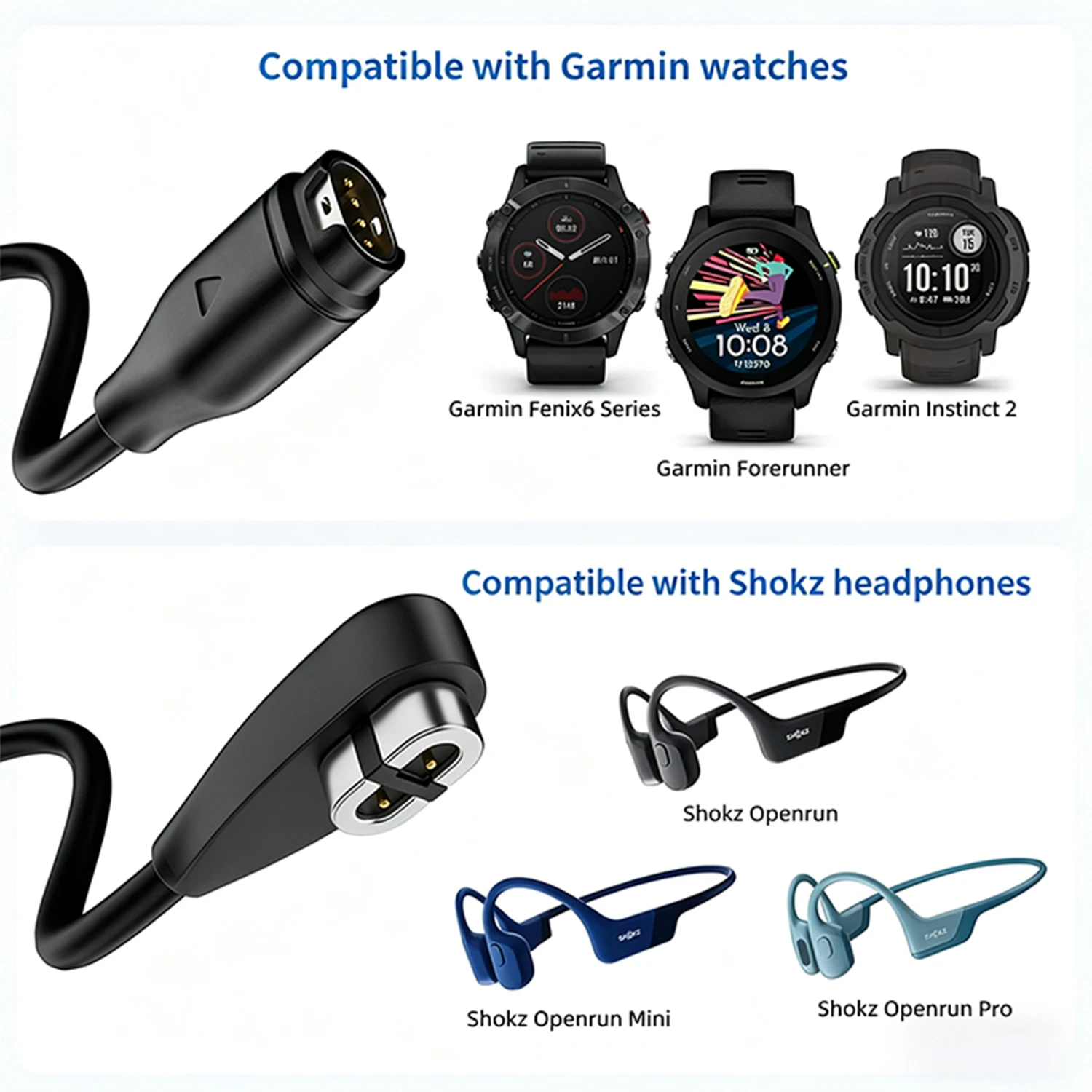 USB Type-C Watch Charging Cable with Magnetic Adapter for or Garmin Fenix X6/Forerunner/Instinct 2  Shokz OpenRun Pro