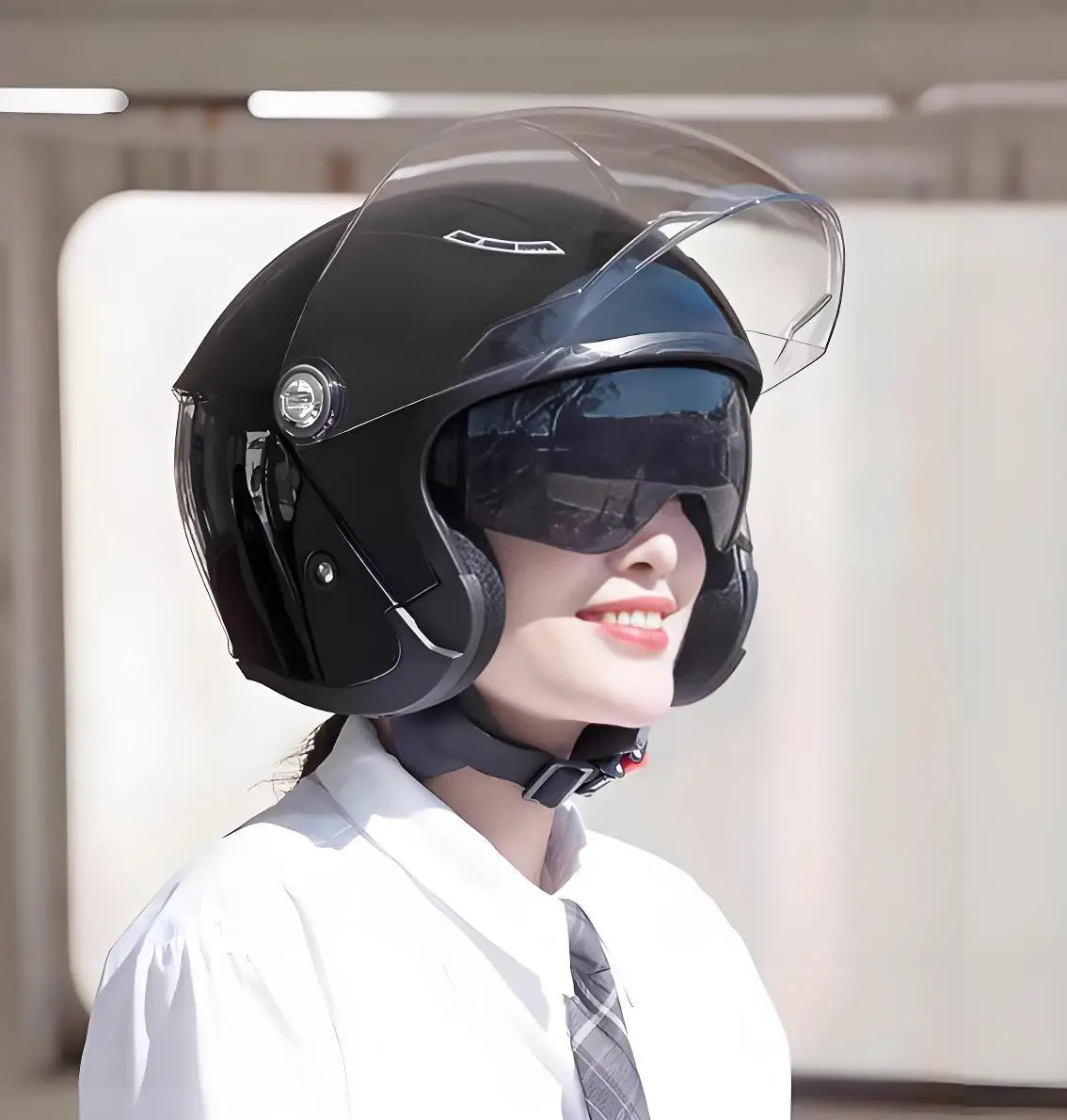 Winter-Elektroroller-Helm LAVAHEAT, selbsterwärmend, 10 mm, Dreifachverriegelung, kratzfest, Nebelvisier, abnehmbarer Liner, brillenfreundlich