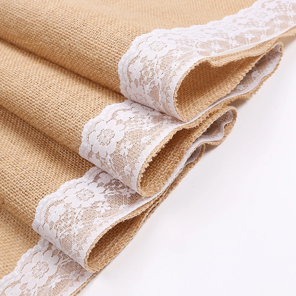 

Lace Tablecloth Burlap Runner for Table Wedding Decorations Reception Christmas Party Cover Table Textiles