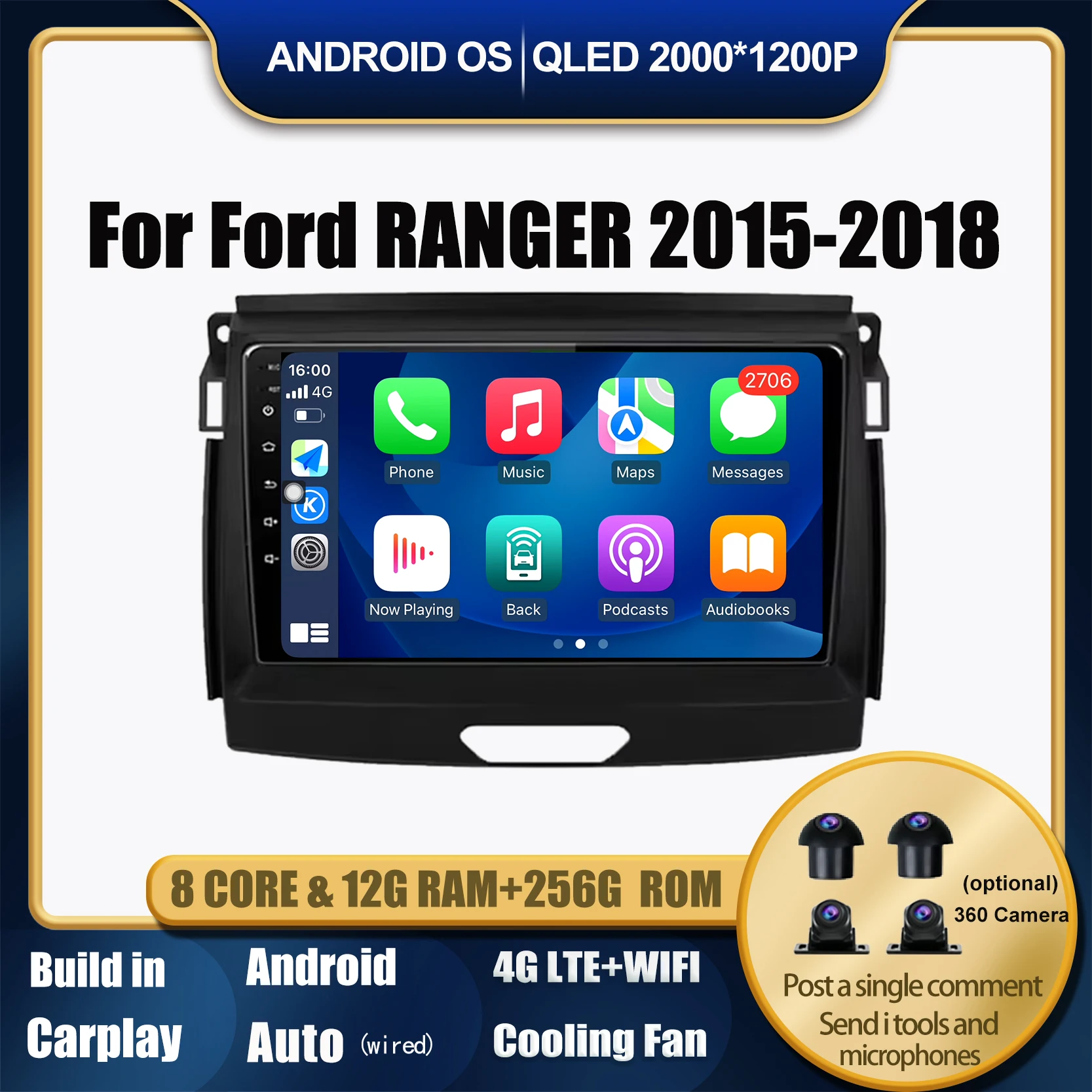

Android OS Car Radio Autoradio Stereo For Ford RANGER 2015 2016 2017 2018 Multimedia Player Touch Screen Carplay Android Auto
