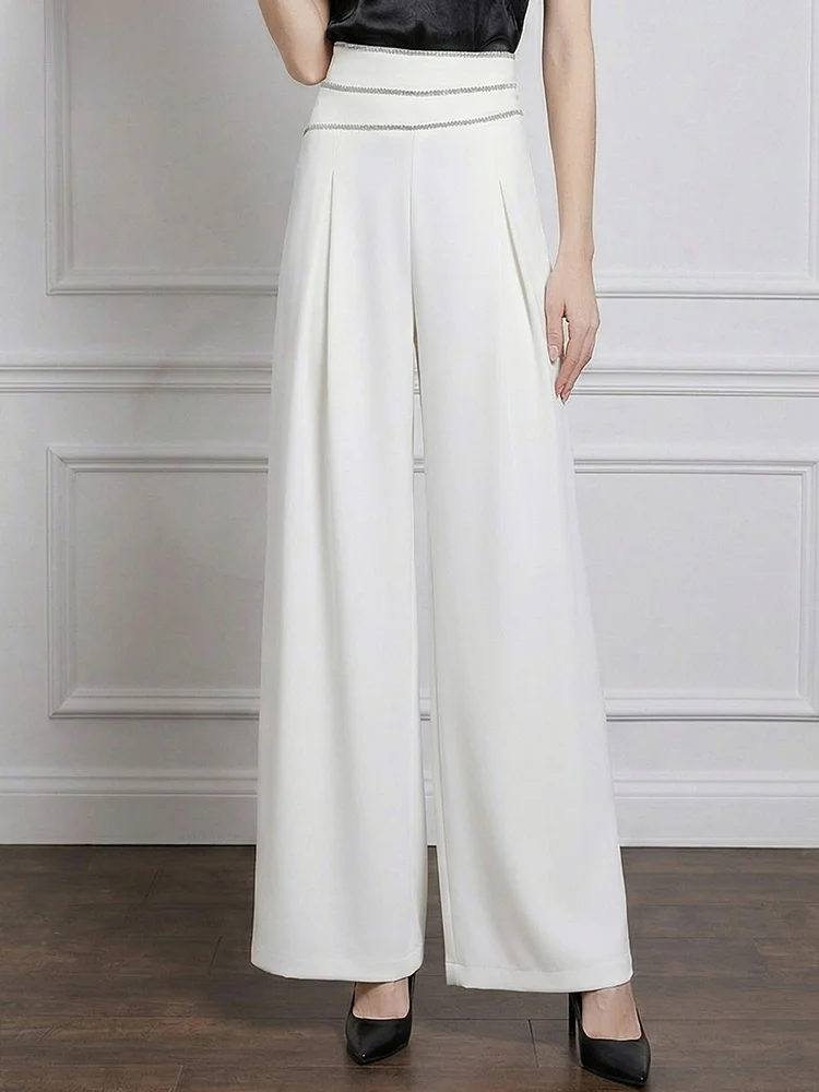 High Waist Suit Wide Leg Pants Women's Fashionable Elegant Professional Loose Career Trousers Summer Design Casual Style