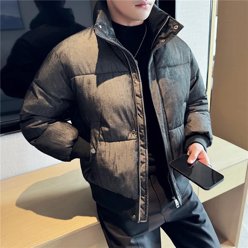 

Winter Thick Jacket Fashion Warm Cotton Puffer Thick Parkas Stand Up Collar Bread Jacket Loose Streetwear Hip-hop Parkas