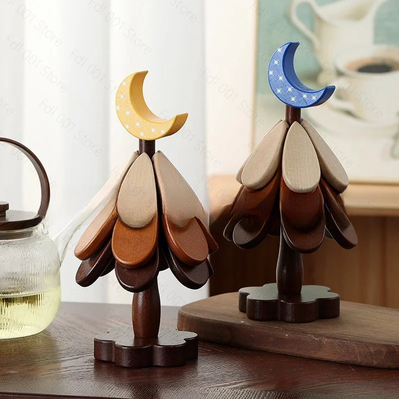 Christmas tree a tree insulation mat wooden coaster tabletop pot mat foldable teacup base ornament pod