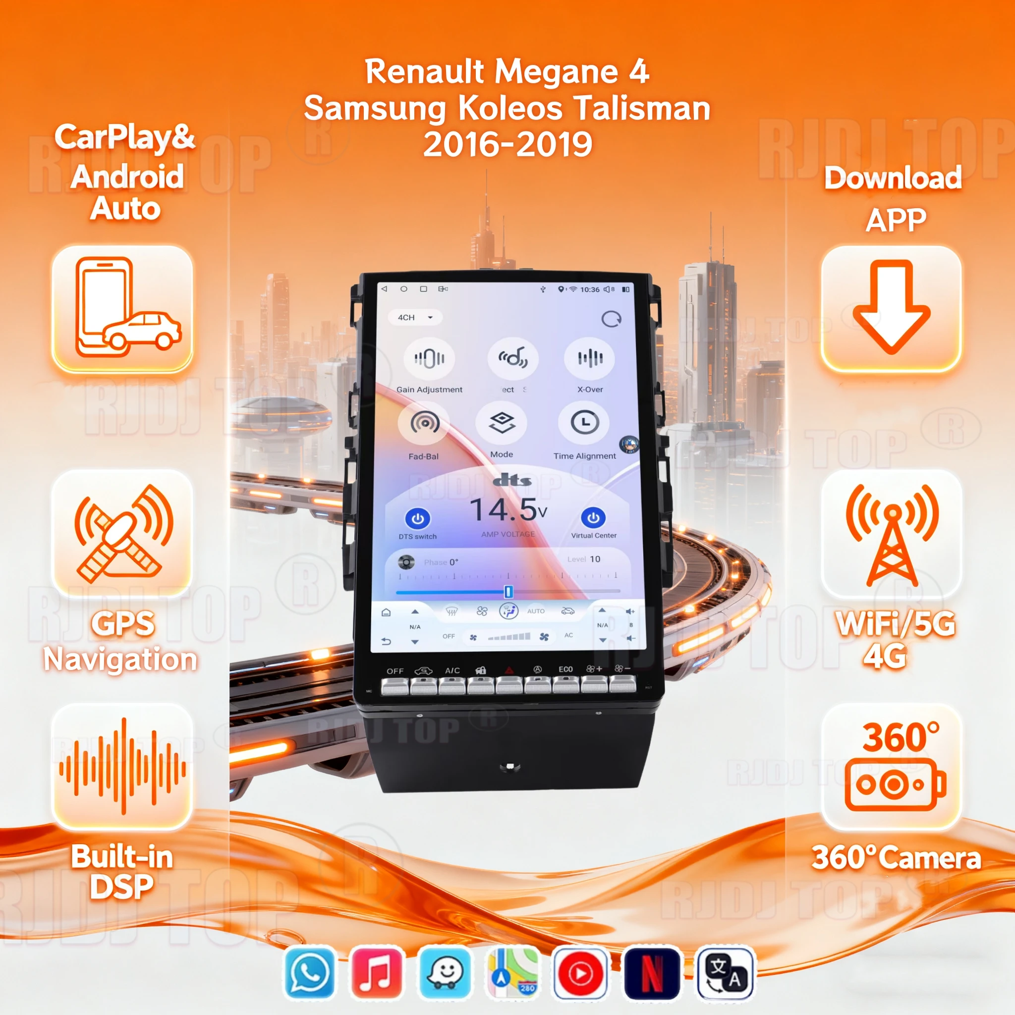 Nuevo 14,5 "para Renault Megane 4 Samsung Koleos Talisman 2016-2019 inalámbrico Carplay Android Auto navegación GPS Multimedia estéreo