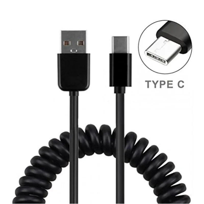 Micro USB Mini USB Type-C Telescopic Spring Mobile Phone Data Cable For Charging Bao Huawei Xiaomi Samsung Car Charging Cable