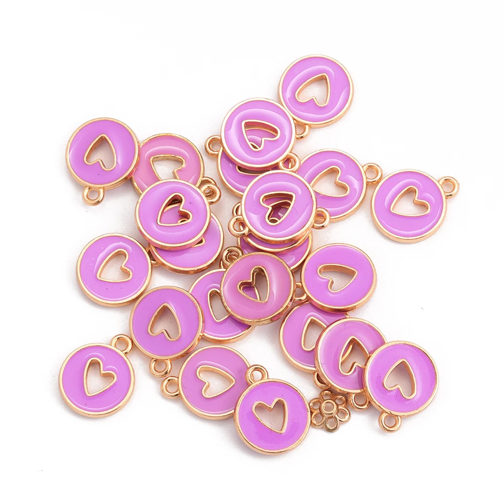10Pcs Sweet Love Heart Letter Star Enamel Mini Charm Plated Gold Alloy Pendant For DIY Earring Bracelet Jewelry Making Ornament