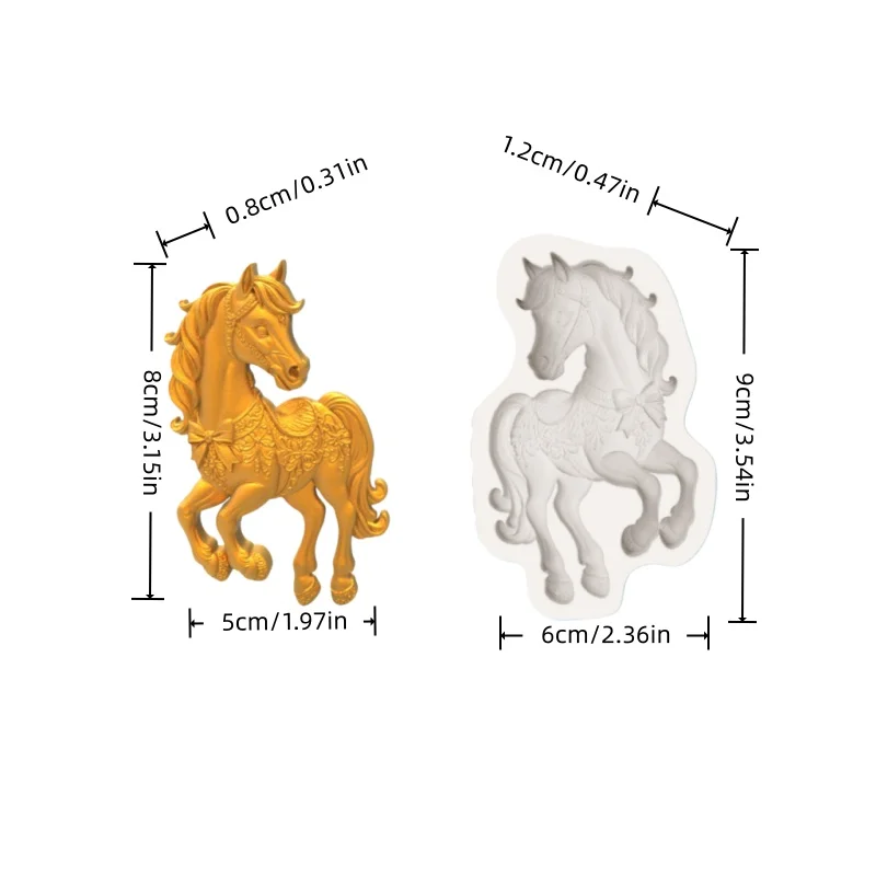 Jewelry Bow-Shaped Pegasus Mold, Gemstone Embellished Mane Complex Pattern Design, High-End Dessert Fondant Chocolate Making Silicone Mold