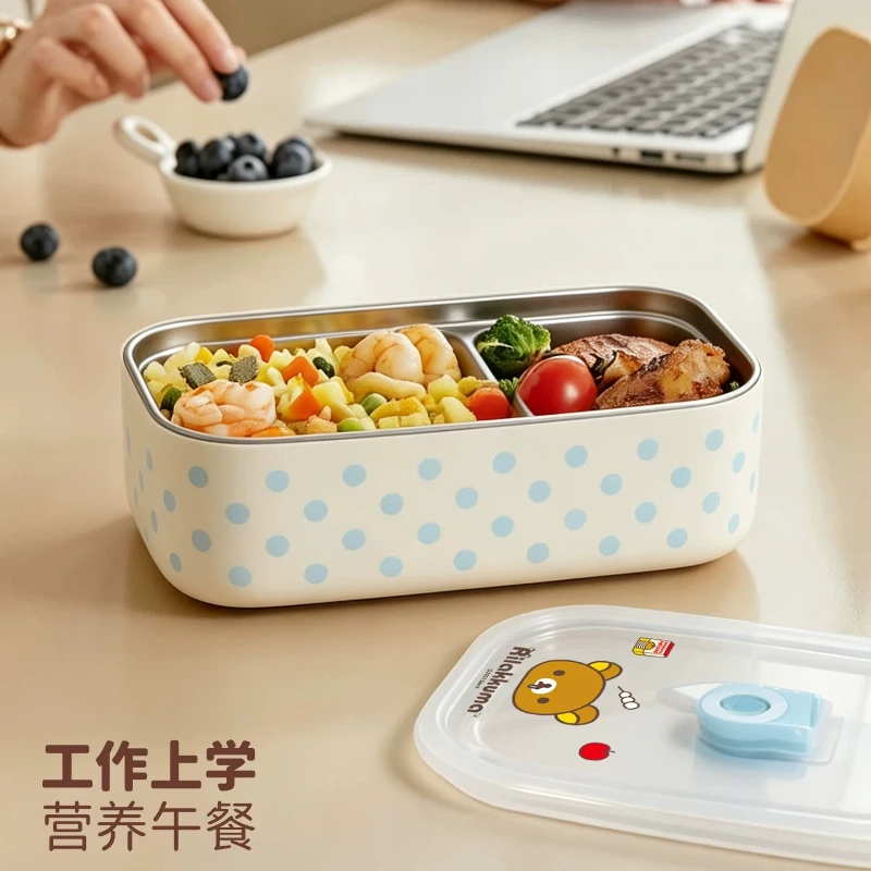 Kawaii 1200ml Japanese Rilakkuma Stainless Steel Lunch Box Divided Lunch Box Student Lunch Box Portable Picnic Sealed Box view 5