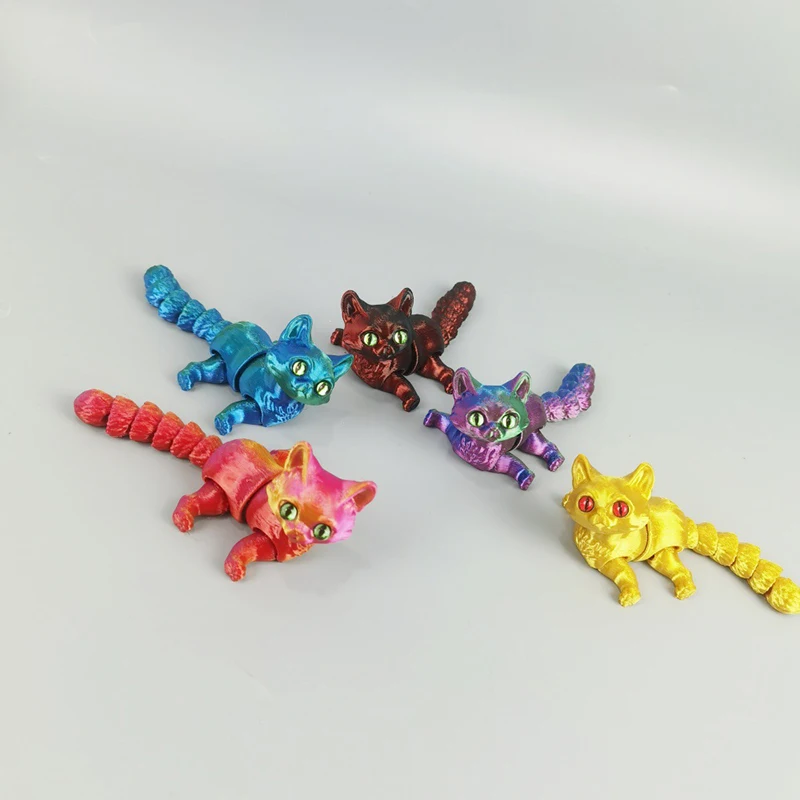 Creative 3D Printing Cartoon Cute Cat Model Toys Kawaii Cat Joints Movable Animal Decoration Ornaments Children\'s Toys Fun Gifts