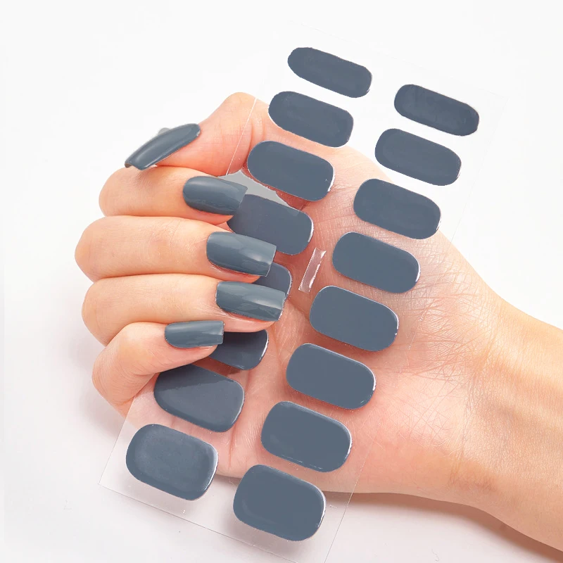 16pcs Semi-Cured Gel Nail Stickers Strips Patch Sliders Waterproof Long Lasting Gel Nail Sticker Full Cover  Adhesive Decals