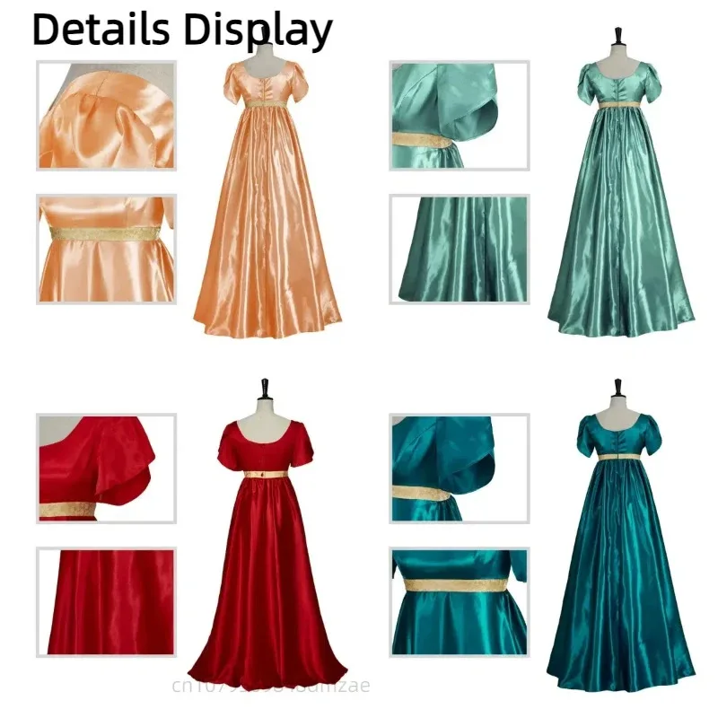 فستان بريدجتون الكلاسيكي التنكري ريجنت فستان حفلة عالي الخصر فستان شاي من العصر الفيكتوري فستان جين أوستن لحفلات العطلات