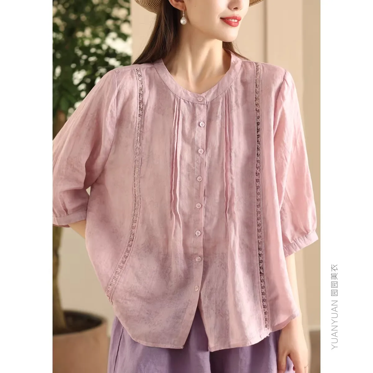 

Женская рубашка больших размеров из хлопка и льна с вышивкой, на одной пуговице, удобная, дышащая, свободного кроя, весна-лето, новинка