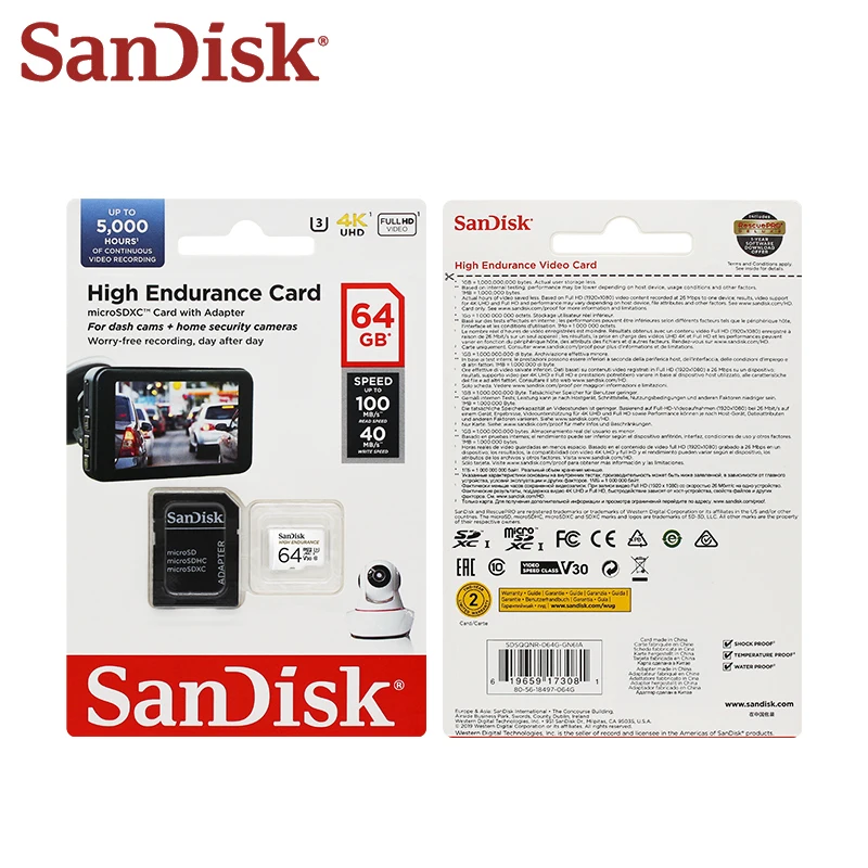 SanDisk High Endurance Micro SD Card 256GB Video Monitoring TF Card 128GB MicroSD Card 64GB Memory Card 32GB For Video