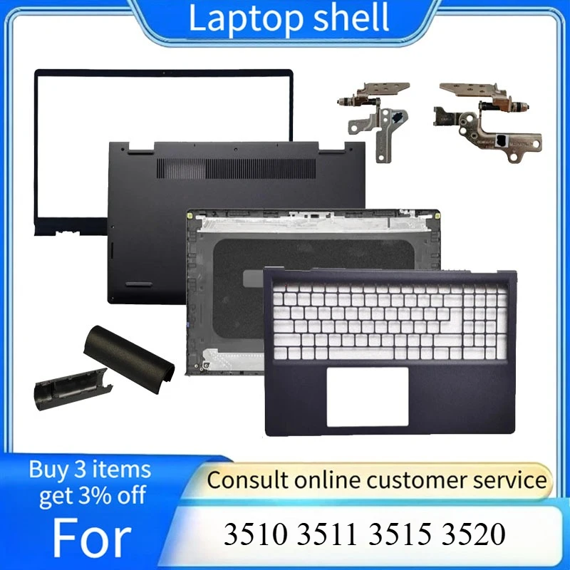 LCD Back Cover Front Bezel Palmrest Lower Bottom Case Hinges Laptop Cover For Dell Inspiron 15 3510 3511 3515 3520