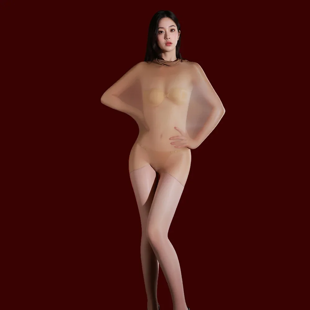 

Women 5D Thin Bodysuit 912 Pin Oil Glossy Shiny Elastic Tights Body Stockings High Waist Pantyhose Maid Leotard Plus Leggings