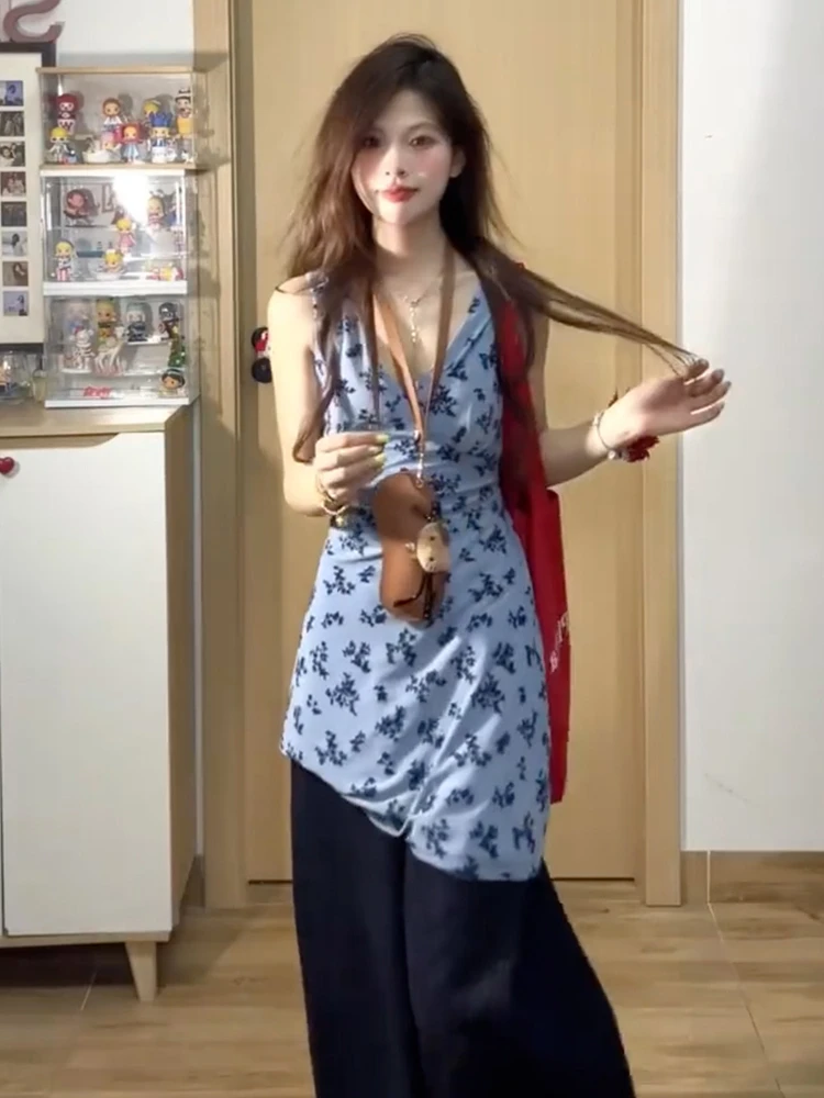 V-Ne Stampa floreale Svel Vest Dr Donna Estate Nuovo Sle Beach Vacanza Vita-Acco gonna ort A-Line Dr