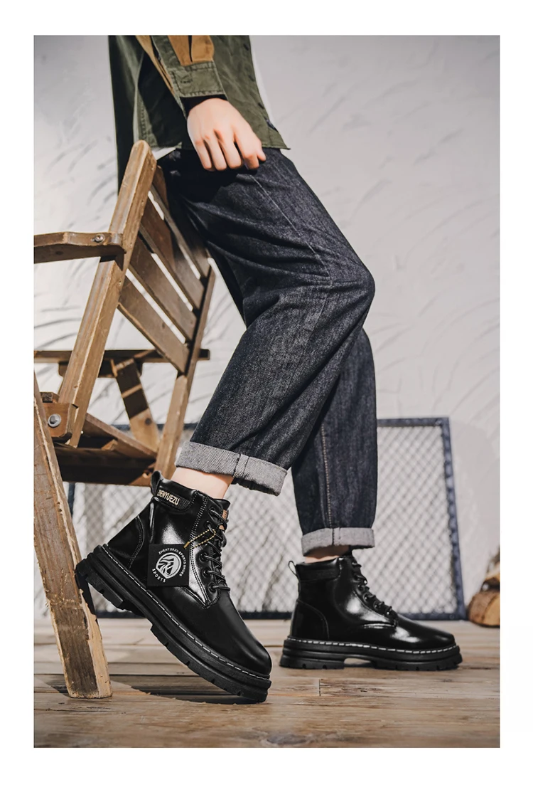 Modische Herren-High-Top-Stiefel, weiches Komfortfutter, verschleißfeste Sohle, ideal für Outdoor-Sport und Wandern. – Detail 11